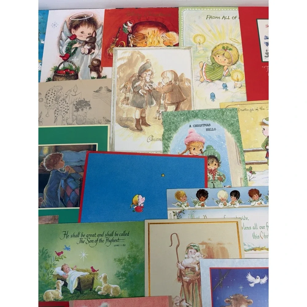 Vintage Christmas Cards Fronts ONLY Kids Children Scrapbooking Crafts Lot of 50+